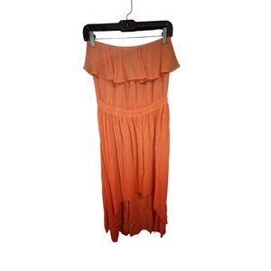 Strapless Coral Gypsy 05 Silk Dress S - Made In Hollywood Flowy Ruffle Design El